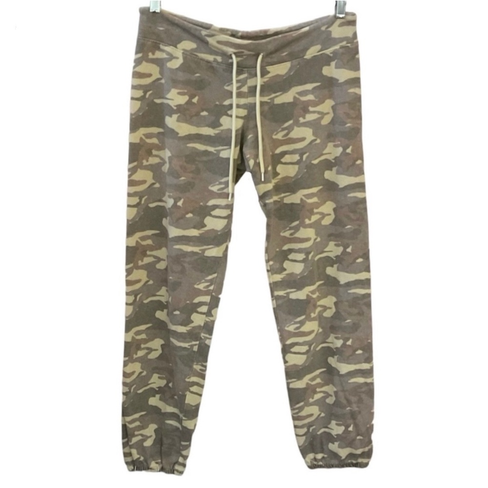 Monrow - Small Green Camo Drawstring Joggers - Sweatpants Track Pants Camouflage